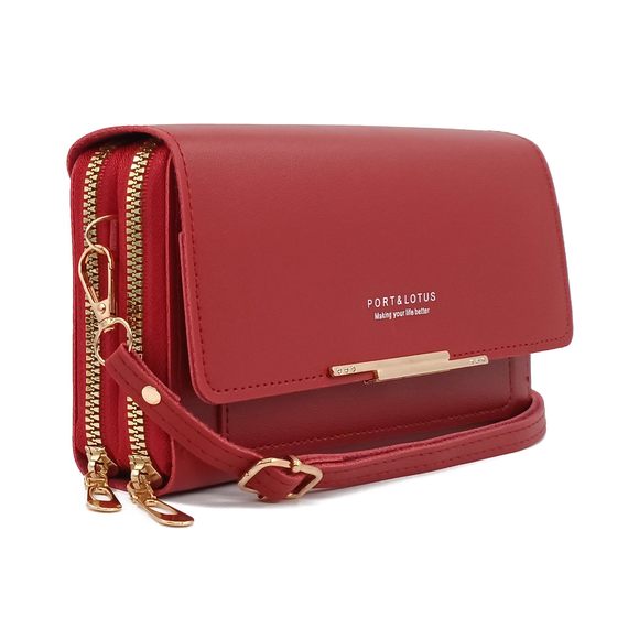 Red Pu Leather Crossbody Bags - Square Handbag With Credit Card :D - Picture 1 of 7